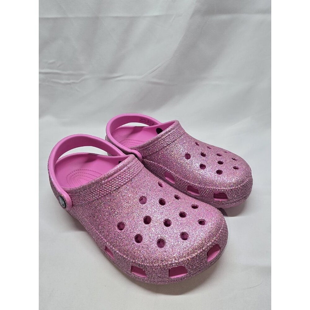 Crocs Classic Iridescent Glitter Clog  M6/W8 Hot Pink Sparkles Sparkle Shoes